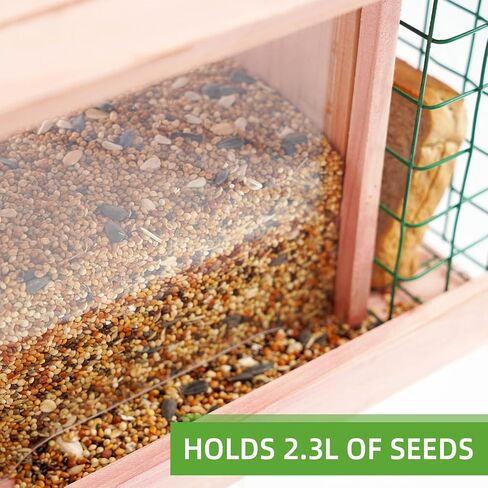 Wooden Bird Feeders for Outdoor Hanging, Large Capacity Handmade Wildbird Feeder for Outside Yard Patio Hanging with Double Suet Holder Cages, Waterproof and Durable, Nature in Saudi Arabia