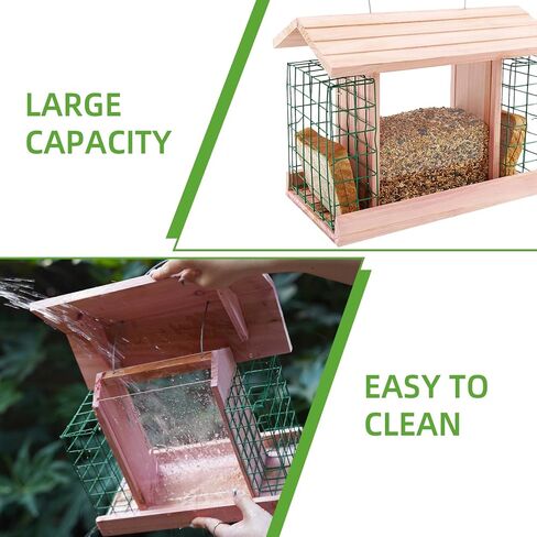 Wooden Bird Feeders for Outdoor Hanging, Large Capacity Handmade Wildbird Feeder for Outside Yard Patio Hanging with Double Suet Holder Cages, Waterproof and Durable, Nature in Saudi Arabia