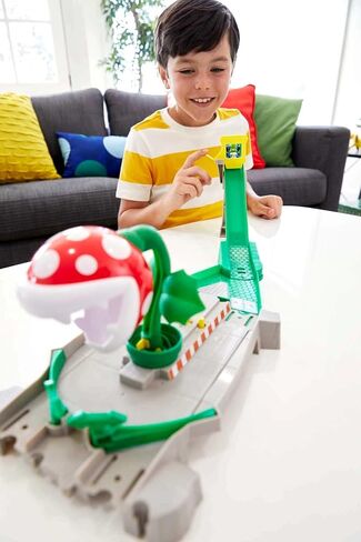 Hot Wheels Mario Kart Track Set & Toy Car, Piranha Plant Slide Playset with First-Appearance Yoshi Kart Vehicle & Gravity Launcher in Saudi Arabia