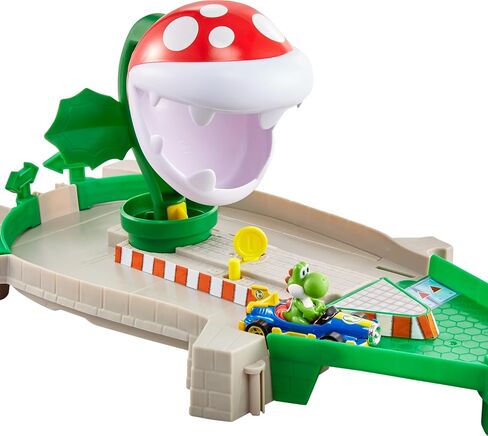 Hot Wheels Mario Kart Track Set & Toy Car, Piranha Plant Slide Playset with First-Appearance Yoshi Kart Vehicle & Gravity Launcher in Saudi Arabia