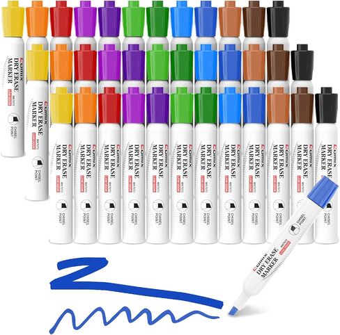 Comix Dry Erase Markers, 36 Bulk 12 Assorted Colors White Board Markers, Chisel Tip Markers for Kids Teachers in Saudi Arabia