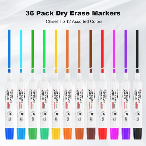 Comix Dry Erase Markers, 36 Bulk 12 Assorted Colors White Board Markers, Chisel Tip Markers for Kids Teachers in Saudi Arabia