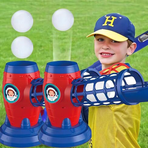 Automatic Kids Baseball Pitching Machine with 8 Balls, Electronic T Ball Tee Ball Set Baseball Pitcher Swing Trainer for Children Toddler, Great Gift Idea for Christmas, Birthday in Saudi Arabia