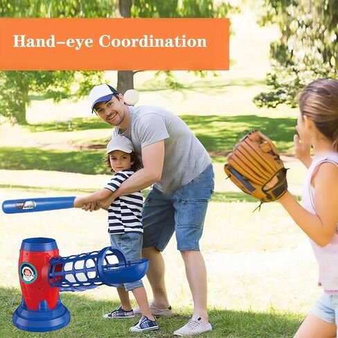 Automatic Kids Baseball Pitching Machine with 8 Balls, Electronic T Ball Tee Ball Set Baseball Pitcher Swing Trainer for Children Toddler, Great Gift Idea for Christmas, Birthday in Saudi Arabia