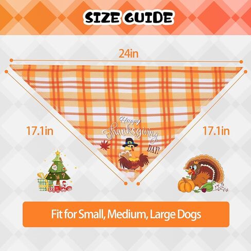 KOOLTAIL Dog Halloween Bandana 2 Pack - Holiday Dog Bandanas Adjustable Soft Dog Scarf Pet Triangle Bib with Festival Element, Dog Halloween Thanksgiving Christmas Bandanas for Small Medium Large Dogs in Saudi Arabia