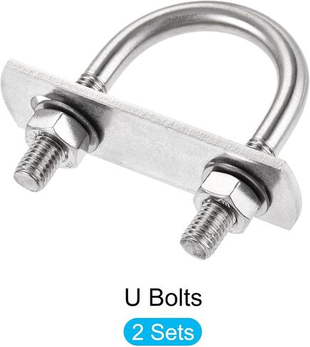 مجموعتان من البراغي على شكل U (M8x35x60mm)، مسمار دائري على شكل حرف U 304 من الفولاذ المقاوم للصدأ مع ملحقات - للبناء والأنابيب in Kuwait