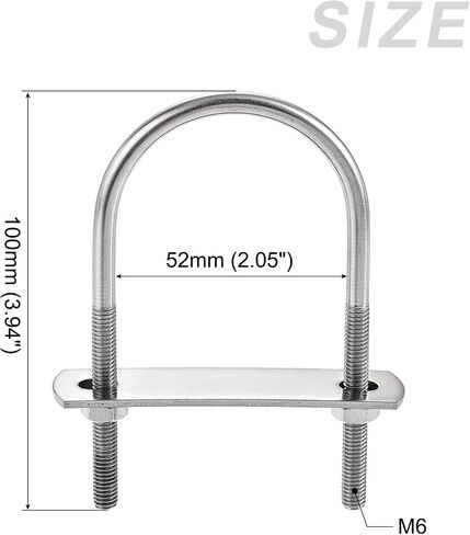 مجموعتان من البراغي على شكل U (M8x35x60mm)، مسمار دائري على شكل حرف U 304 من الفولاذ المقاوم للصدأ مع ملحقات - للبناء والأنابيب in Kuwait