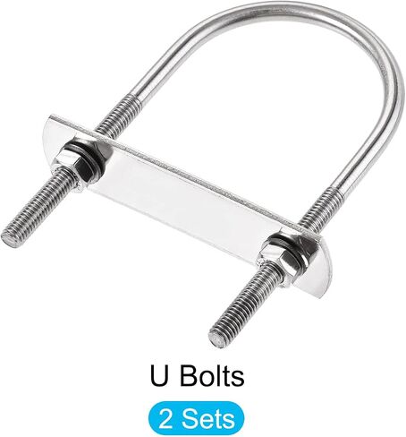 مجموعتان من البراغي على شكل U (M8x35x60mm)، مسمار دائري على شكل حرف U 304 من الفولاذ المقاوم للصدأ مع ملحقات - للبناء والأنابيب in Kuwait