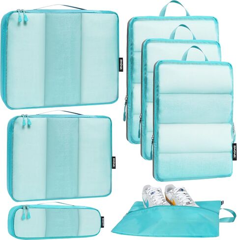 Bagail Ultralight Packing Cubes 7 Set, 3 Compression Packing Cubes 3 Packing Organizers With 1 Shoe Bag in Kuwait