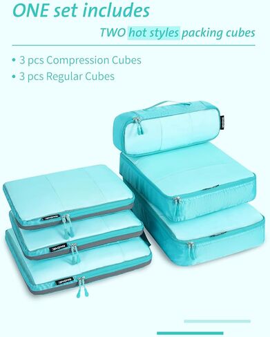 Bagail Ultralight Packing Cubes 7 Set, 3 Compression Packing Cubes 3 Packing Organizers With 1 Shoe Bag in Kuwait