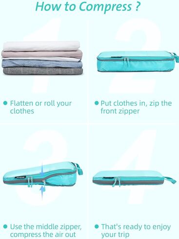 Bagail Ultralight Packing Cubes 7 Set, 3 Compression Packing Cubes 3 Packing Organizers With 1 Shoe Bag in Kuwait