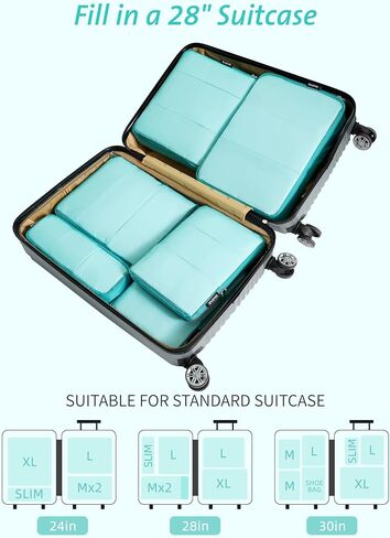 Bagail Ultralight Packing Cubes 7 Set, 3 Compression Packing Cubes 3 Packing Organizers With 1 Shoe Bag in Kuwait