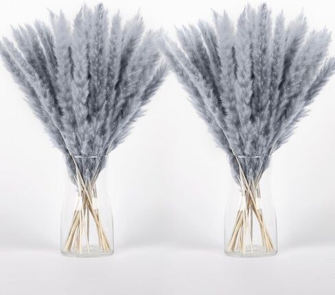باقة عشب بامباس رمادي فضي 60 قطعة XMFAYUAN، عشب القصب، زهور مجففة، نبات بامباس ملون مجفف لديكور المنزل والهدايا in Kuwait