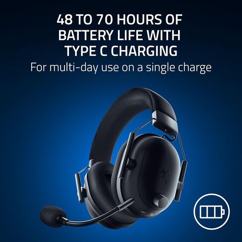 Razer BlackShark V2 Pro Wireless Playstation Gaming Headset: 50mm Drivers - Wideband Mic - Comfortable Noise Isolating Earcups - for PS5, Console, PC, Mac - Bluetooth, USB-C - 70 Hr Battery - Black in Saudi Arabia