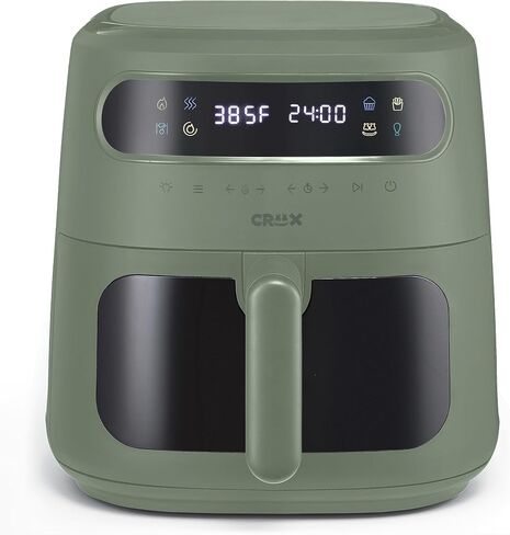 مقلاة هوائية رقمية CRUX x Marshmello 8.0 QT مع تقنية TurboCrisp، والتحكم في درجة الحرارة بشاشة تعمل باللمس، ومؤقت وإيقاف تلقائي، قابلة للبرمجة بالكامل، متضمنة بطانة سيليكون، زيتوني in Kuwait
