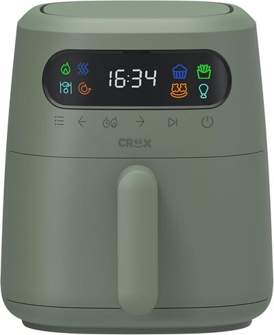 مقلاة هوائية رقمية CRUX x Marshmello 8.0 QT مع تقنية TurboCrisp، والتحكم في درجة الحرارة بشاشة تعمل باللمس، ومؤقت وإيقاف تلقائي، قابلة للبرمجة بالكامل، متضمنة بطانة سيليكون، زيتوني in Kuwait