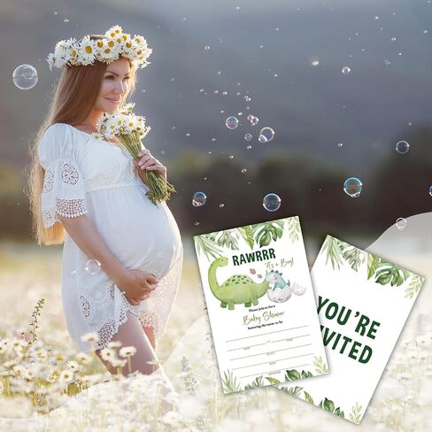 Floral Wildflower Baby Shower Party Invitations with Envelopes, Wildflowers Double-Sided Fill-In Invites for Gender Reveal Baby Announcement, Baby Shower Party Supplies Decorations - A018 in Kuwait