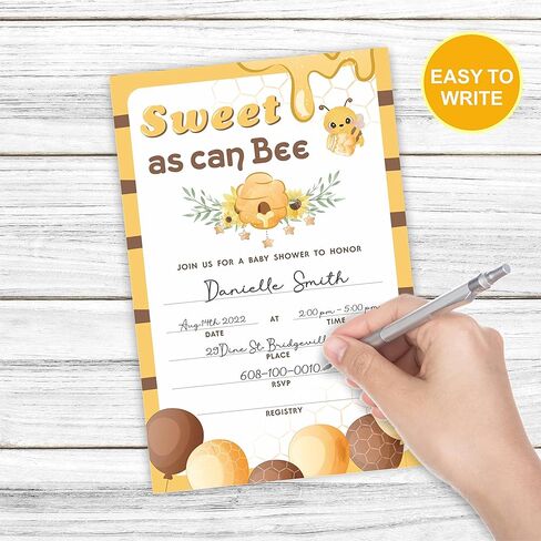 بطاقات دعوة لحفل استقبال الأطفال مع مغلفات، تدعو لحفلات استقبال الأطفال والحفلات، رائعة مثل النحل - عبوة من 25 قطعة (YQK-015) in Kuwait