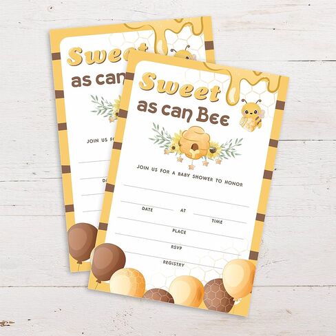 بطاقات دعوة لحفل استقبال الأطفال مع مغلفات، تدعو لحفلات استقبال الأطفال والحفلات، رائعة مثل النحل - عبوة من 25 قطعة (YQK-015) in Kuwait