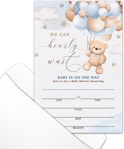 Floral Wildflower Baby Shower Party Invitations with Envelopes, Wildflowers Double-Sided Fill-In Invites for Gender Reveal Baby Announcement, Baby Shower Party Supplies Decorations - A018 in Kuwait