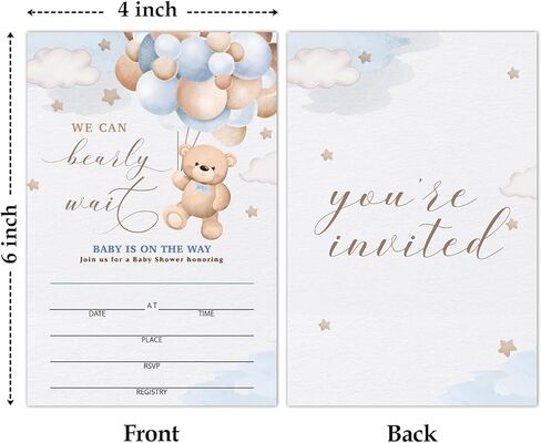 Floral Wildflower Baby Shower Party Invitations with Envelopes, Wildflowers Double-Sided Fill-In Invites for Gender Reveal Baby Announcement, Baby Shower Party Supplies Decorations - A018 in Kuwait