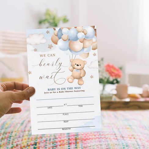 Floral Wildflower Baby Shower Party Invitations with Envelopes, Wildflowers Double-Sided Fill-In Invites for Gender Reveal Baby Announcement, Baby Shower Party Supplies Decorations - A018 in Kuwait