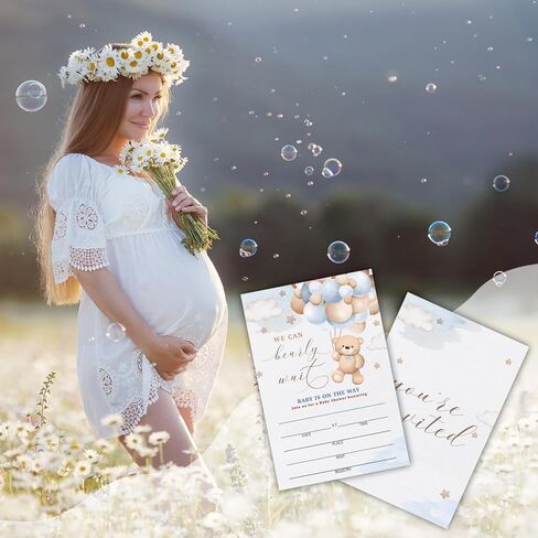 Floral Wildflower Baby Shower Party Invitations with Envelopes, Wildflowers Double-Sided Fill-In Invites for Gender Reveal Baby Announcement, Baby Shower Party Supplies Decorations - A018 in Kuwait