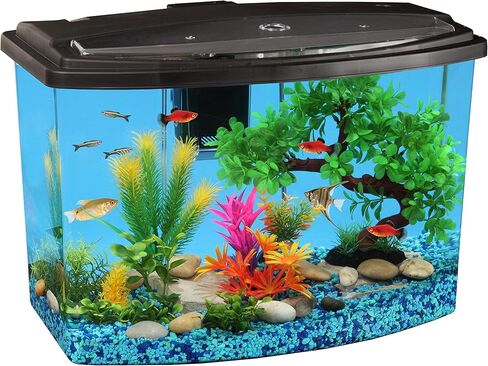 Koller Products Impact-Resistant Plastic LED Aquarium Kit, 7 Gallons, Built-in Filtration,Black in Kuwait