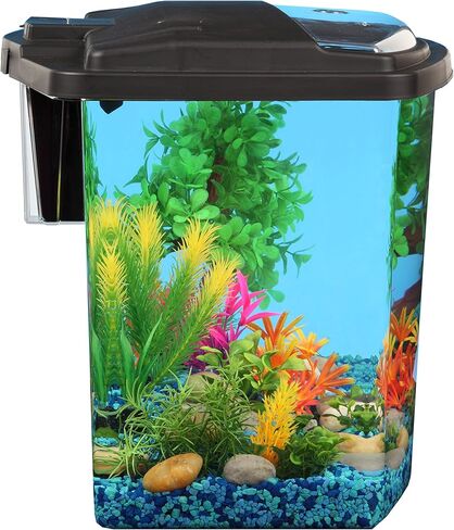 Koller Products Impact-Resistant Plastic LED Aquarium Kit, 7 Gallons, Built-in Filtration,Black in Kuwait