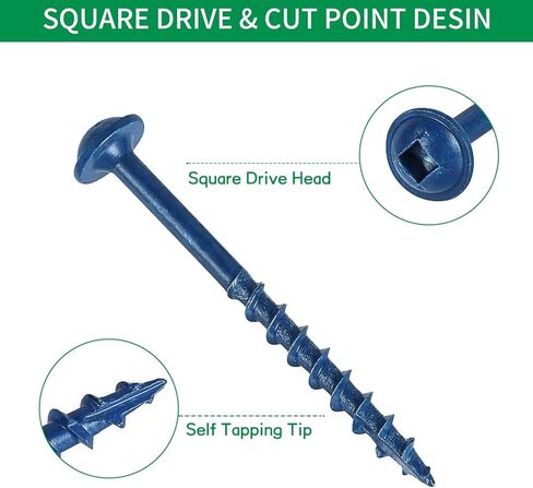 مجموعة متنوعة من 400 قطعة من براغي ثقب الجيب، 4 مقاسات #8 × 1 بوصة، 1-1/4 بوصة، 2 بوصة، 2-1/2 بوصة، براغي خشبية ذات خيط خشن مع محرك مربع، مطلية باللون الأزرق، ذاتية التنصت، تتضمن لقمة محرك in Kuwait
