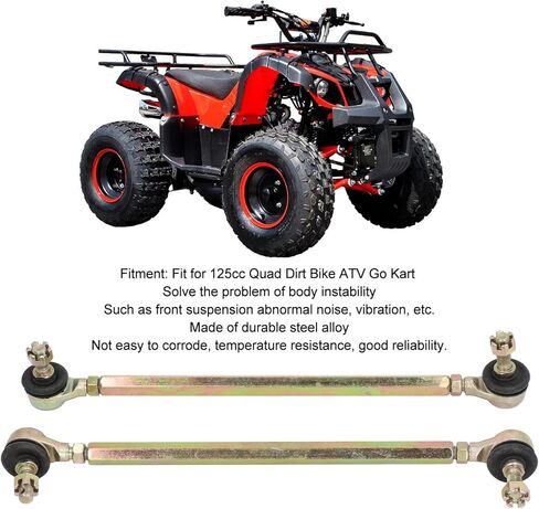 Steering Tie Rod Ball Joint, 2PCS 250mm Ball Joint Tie Rod 10mm Thread Steel Alloy for 125cc Quad Dirt Bike ATV Go Kart in Saudi Arabia