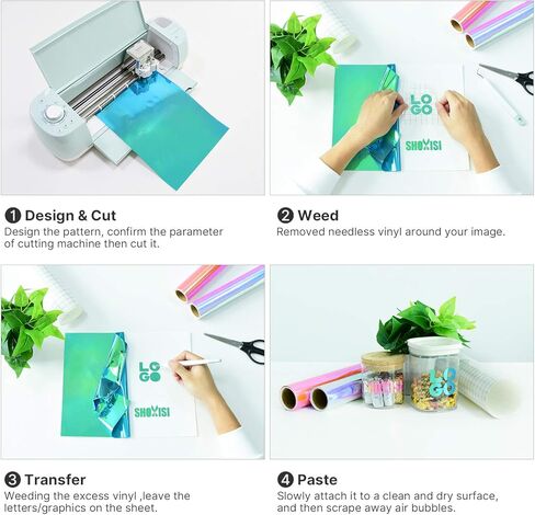 لفة فينيل أوبال ثلاثية الأبعاد مقاس 12 بوصة × 5 أقدام، فينيل دائم، لاصق SHOYISI Permanen، لجميع أنواع آلات القطع (أخضر أوبال) in Kuwait