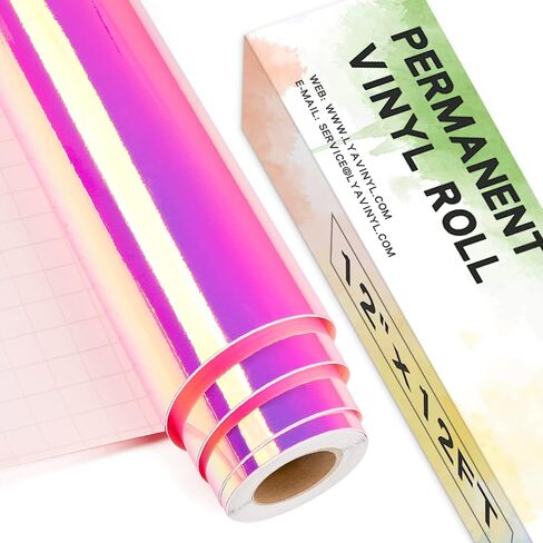 Holographic Opal White Permanent Vinyl Roll 12" x 12FT - Lya Vinyl Holographic Vinyl - Holographic Adhesive Vinyl Roll for Home Decor, Party Decoration, Mug, Window in Kuwait