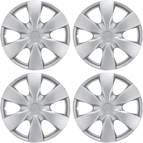 أغطية محور فضية BDK KT-1008-15 (أغطية العجلات) لسيارة Toyota Yaris 15 بوصة - أربع (4) قطع خالية من التآكل وقوية - درجة مقاومة كاملة للحرارة والتأثير - استبدال OEM in Saudi Arabia