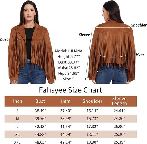 سترات جلدية نسائية من Fahsyee - معطف قصير من جلد الغزال الصناعي لراكبي الدراجات النارية، سترة نباتية، موضة شرابة S-XXL in Kuwait