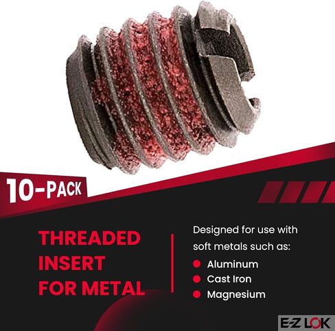 E-Z LOK - 329-006 E-Z Lok Externally Threaded Insert, C12L14 Carbon Steel, Meets AISI 12L14, #6-32 Internal Threads, 1/4"-20 External Threads, 0.280" Length, Made in US (Pack of 10) in Saudi Arabia