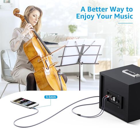 كابل صوت RCA Aux 50 قدم، 3.5 ملم Aux إلى 2RCA ذكر كابل صوت ستيريو Y in Kuwait