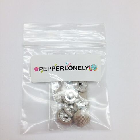 PEPPERLONELY 10 قطع قماش 15 مم مغطاة بأزرار دائرية معدنية، أسود in Saudi Arabia