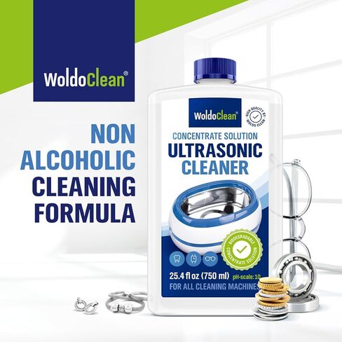 Ultrasonic Cleaner Solution for Glasses and Jewelry 1:40 Concentration - 25.36 Fl Oz compatible for all Ultrasonic Devices in Kuwait