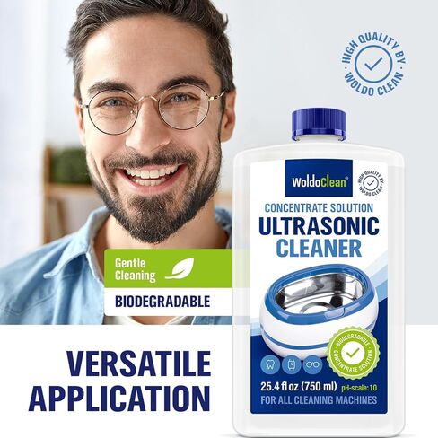 Ultrasonic Cleaner Solution for Glasses and Jewelry 1:40 Concentration - 25.36 Fl Oz compatible for all Ultrasonic Devices in Kuwait