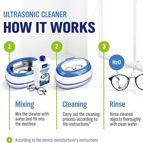 Ultrasonic Cleaner Solution for Glasses and Jewelry 1:40 Concentration - 25.36 Fl Oz compatible for all Ultrasonic Devices in Kuwait