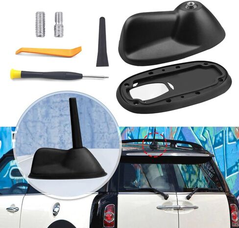 Large Type Roof Antenna Mount Base with Short Sport Antenna Compatible with Mini Cooper R55 Clubman S R56 Rubber Antenna Repair Sealing Ring Replace 65203442105 65203417195 3442105 in Kuwait