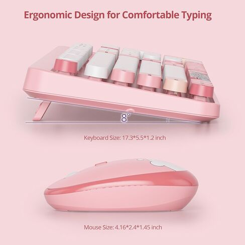GTSP Colorful Purple Wireless Keyboard and Mouse Combo, Retro Typewriter Wireless Full-Size Cute Office Keyboard 2.4GHz with Round Keycaps for Desktop Laptop and PC (Cute Purple) in Kuwait