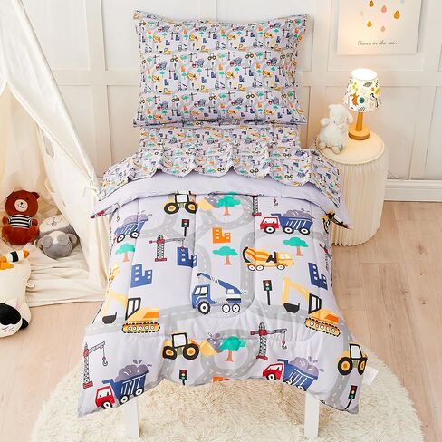 lasoftan Butterfly Toddler Bedding Set for Girls, 4 Piece Bed-in-a-Bag Toddler Comforter Sets, Super Soft Comforter Sheet Set and Comfortable Microfiber Toddler Bed Set in Saudi Arabia