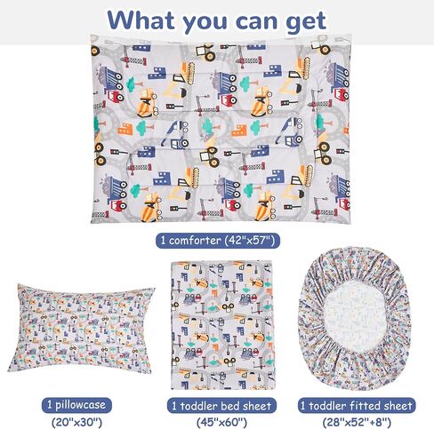 lasoftan Butterfly Toddler Bedding Set for Girls, 4 Piece Bed-in-a-Bag Toddler Comforter Sets, Super Soft Comforter Sheet Set and Comfortable Microfiber Toddler Bed Set in Saudi Arabia