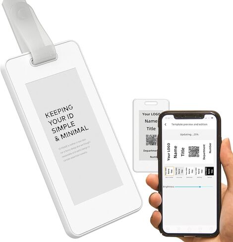 شارات اسم بطاقة العمل الورقية الإلكترونية (تحديث NFC & APP)، ملصقات الملاحظات الرقمية، علامات الأسعار، شارة الموظف مع دعامة قابلة للطي وخطاف لوقوف الطاولة والتعليق، Android فقط، 2.13 بوصة (لونان فقط) in Kuwait