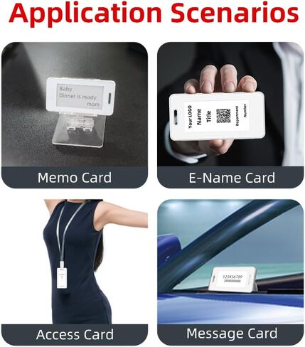 شارات اسم بطاقة العمل الورقية الإلكترونية (تحديث NFC & APP)، ملصقات الملاحظات الرقمية، علامات الأسعار، شارة الموظف مع دعامة قابلة للطي وخطاف لوقوف الطاولة والتعليق، Android فقط، 2.13 بوصة (لونان فقط) in Kuwait