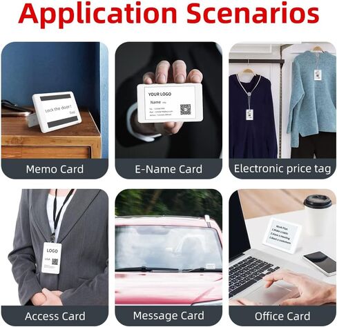 شارات أسماء بطاقات العمل الورقية الإلكترونية (تحديث NFC & APP)، ملصقات الملاحظات الرقمية، علامات الأسعار، شارة الموظف مع دعامة قابلة للطي وخطاف لوضع الطاولة والتعليق، Android فقط (3 ألوان فقط) in Kuwait