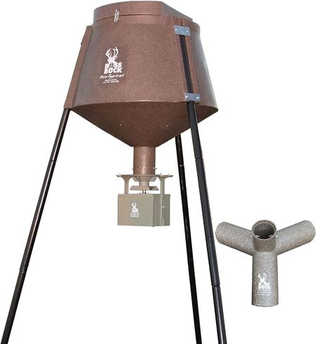 جهاز تغذية/صيد الغزلان من بوس باك بوزن 350 رطل، متين وخفيف الوزن ومحمي من الأشعة فوق البنفسجية ومقاوم للرياح ومقاوم للماء مع رأس 3 أنابيب تغذية بروتين، ونظام تسليم تلقائي دوار 12 فولت وأرجل مستديرة متعددة القطع in Kuwait