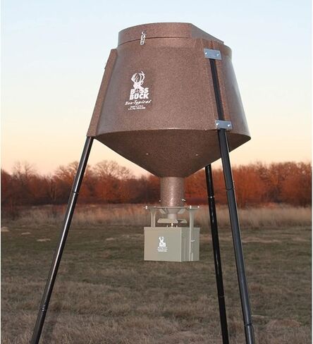 جهاز تغذية/صيد الغزلان من بوس باك بوزن 350 رطل، متين وخفيف الوزن ومحمي من الأشعة فوق البنفسجية ومقاوم للرياح ومقاوم للماء مع رأس 3 أنابيب تغذية بروتين، ونظام تسليم تلقائي دوار 12 فولت وأرجل مستديرة متعددة القطع in Kuwait